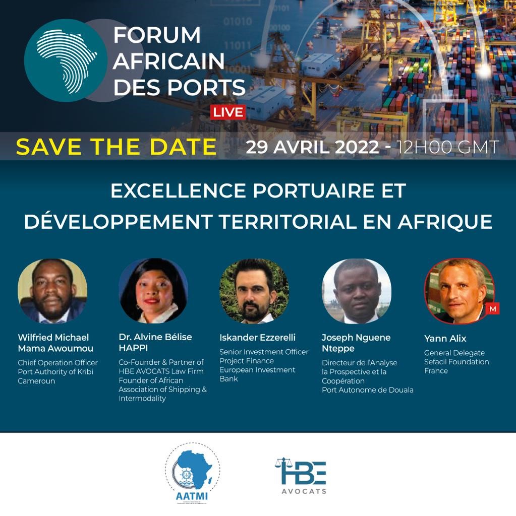 Alvine Bélise Happi, HBE Avocats, speaker à la 4ème e-conférence Forum Africain des Ports sur l'excellence portuaire en Afrique