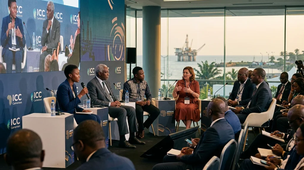 Sylvie Bebohi Ebongo, HBE Avocats, modératrice au Forum ICC YAF sur l'industrie pétrolière et gazière africaine à Douala. Sylvie Bebohi Ebongo, HBE Avocats, moderator at the ICC YAF Forum on the African oil and gas industry in Douala